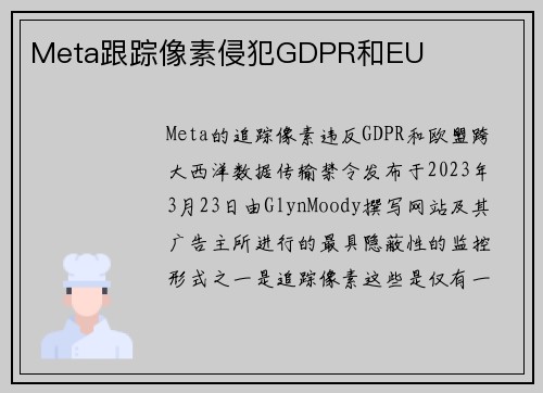 Meta跟踪像素侵犯GDPR和EU