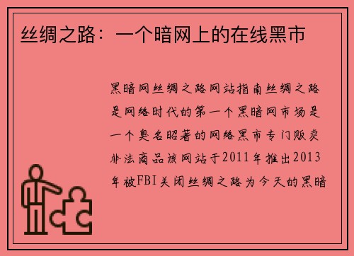 丝绸之路：一个暗网上的在线黑市